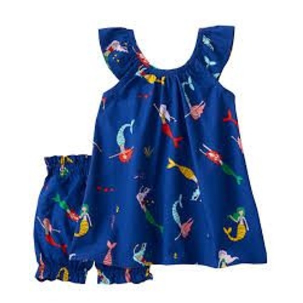 Hanna Anderson Toddler 2T Ruffle Sundress & Bloomer Set in Deep Blue Sea